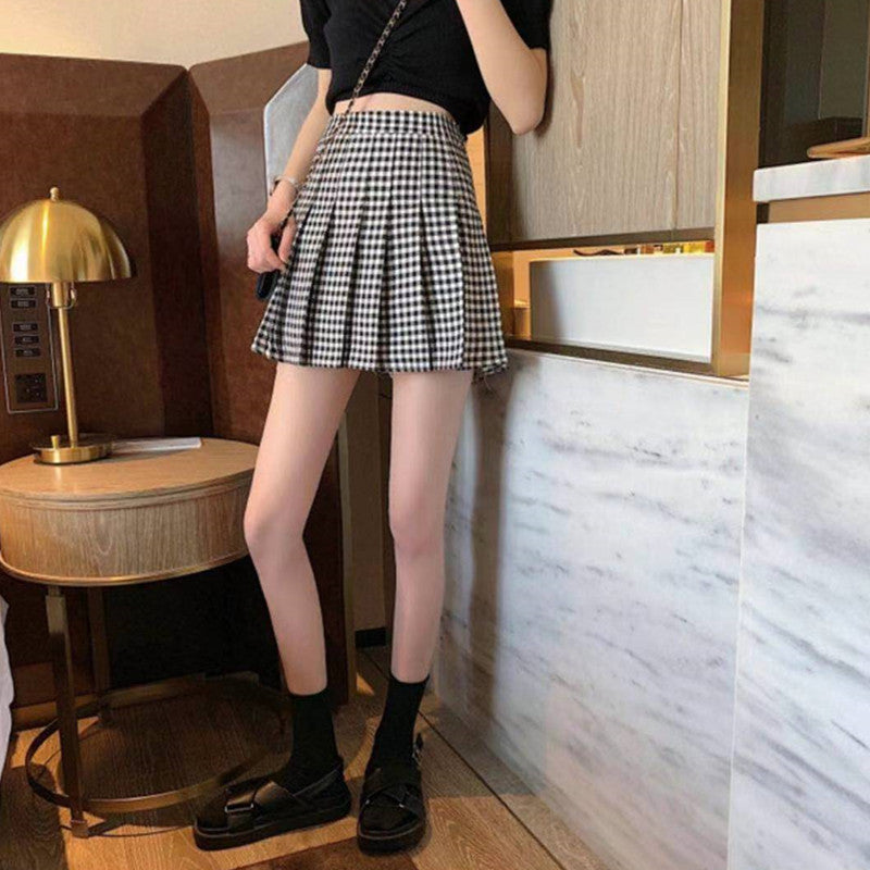Plaid Pleated Skirt Women Summer New