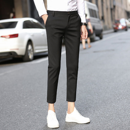 Nine-Point Trousers Men'S Slim-Fit Suit Trousers With Small Feet 9-Point Trousers