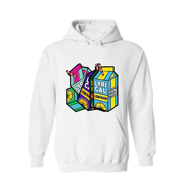 Lyrical Lemonade Lemon Print Europe And The United States Plus Velvet Hooded Sweater Men And Women Hoodies