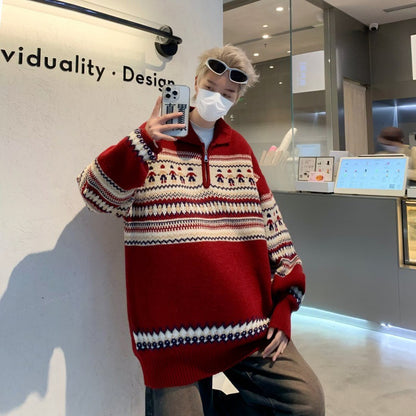 Ethnic Style Knitwear Sweater Coat For Men