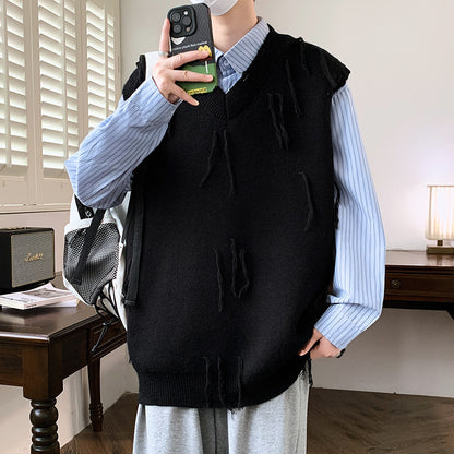 New Casual Sweater Men Sleeveless Knitwear Men