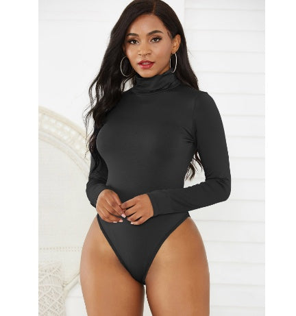 Best selling women 12 color long sleeve high collar slim Slim jumpsuit winter