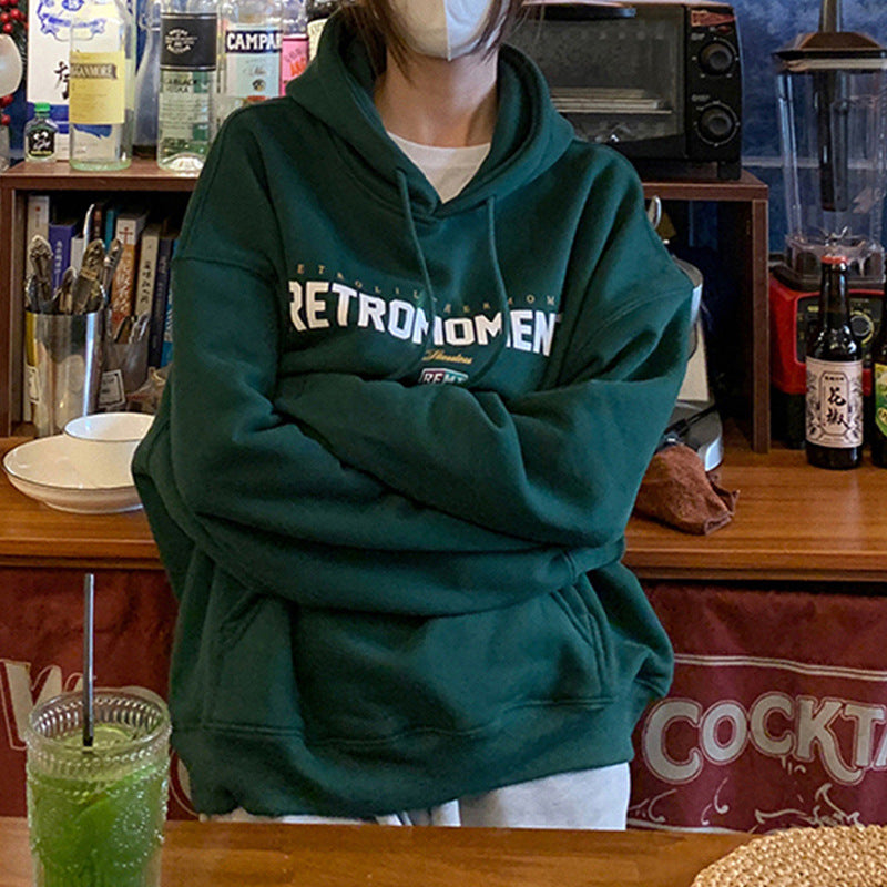 Velvet Padded Hooded Sweatshirt Women