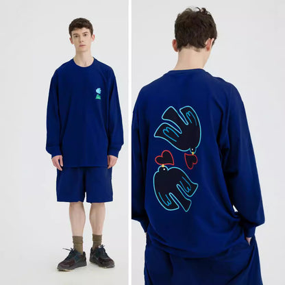 Round Neck Long Sleeve Couple T-shirt Men