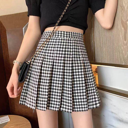 Plaid Pleated Skirt Women Summer New