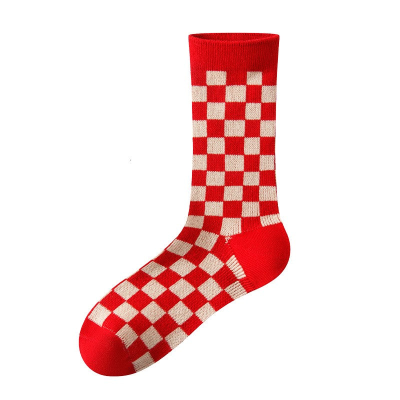 Red Socks For Women Middle Tube Pure Cotton