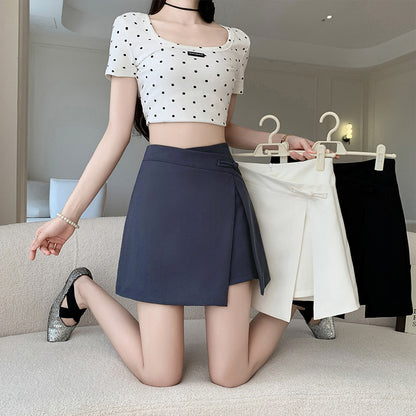 Retro Buckle Lace-up Skirt Women