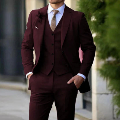 Brand Classic Men Suit 3 Pieces Fashion Slim Fit Blazer Vest
