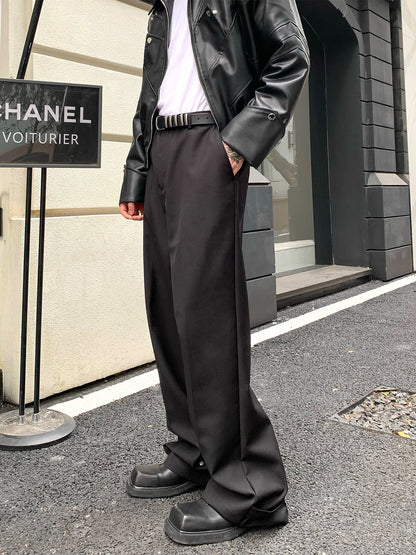 Button Design Feeling Straight Casual Suit Trousers For Men