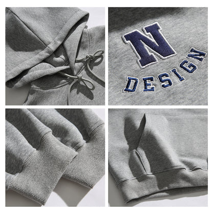 Simple Letter Embroidery Couple Hoodies Men And Women Casual Sweatshirt