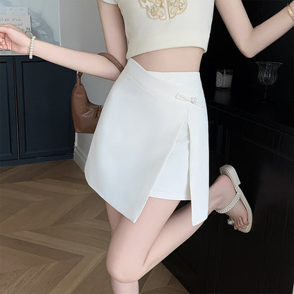 Retro Buckle Lace-up Skirt Women