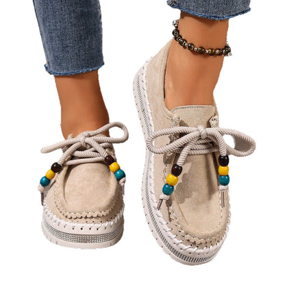 Retro Full-covered Thick-soled Women's Flats Soft-bottom Bean Shoes