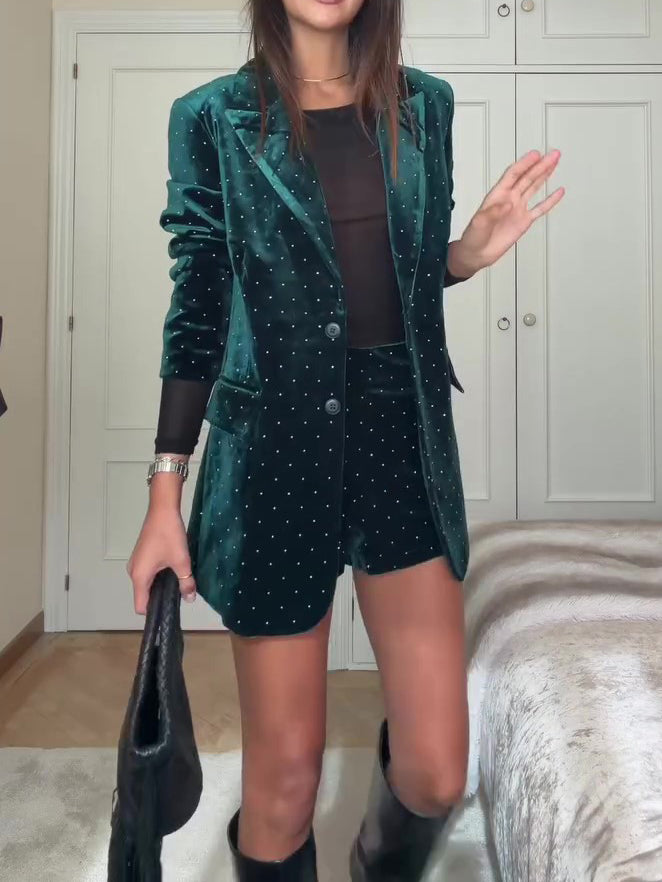 Diamond Velvet Suit Jacket & Shorts Set