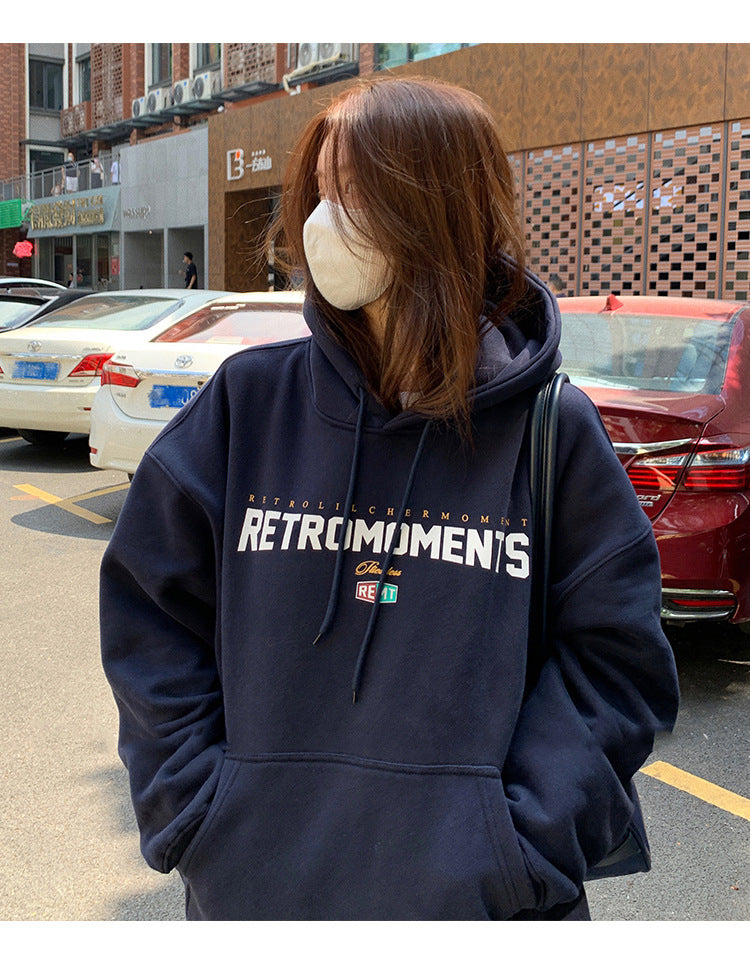 Velvet Padded Hooded Sweatshirt Women