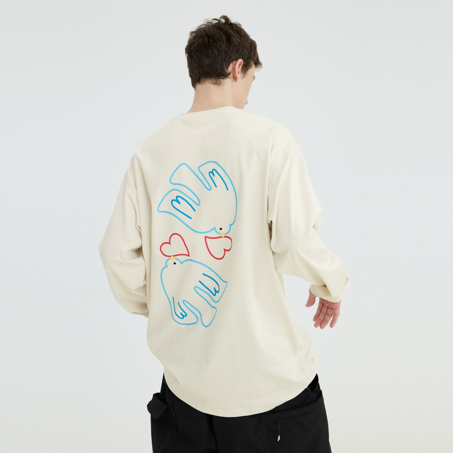 Round Neck Long Sleeve Couple T-shirt Men