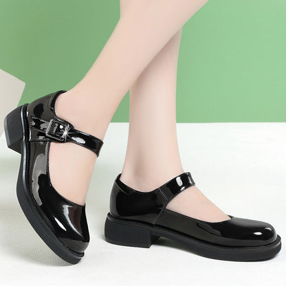 Round Head Fashion Soft Leather Comfortable Breathable Trendy