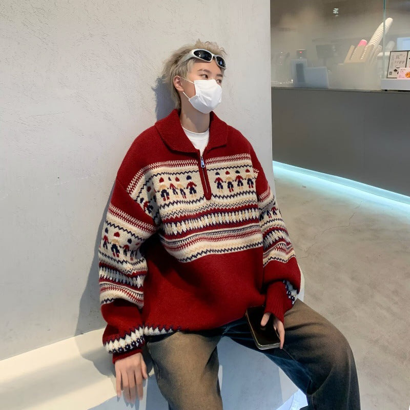 Ethnic Style Knitwear Sweater Coat For Men