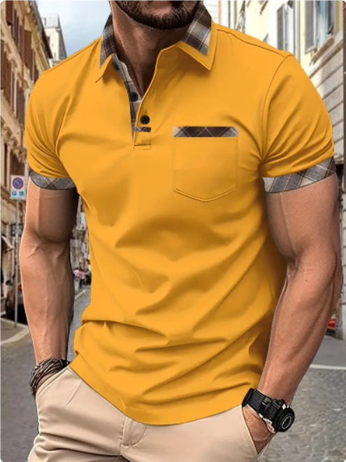 European And American Ins Color Matching Plaid Short Sleeve Sports Polo Shirts