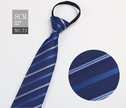 Black Men's Tie Striped Blue Business Tie Lazy Zip Tie In Stock Wholesale Pull Peels