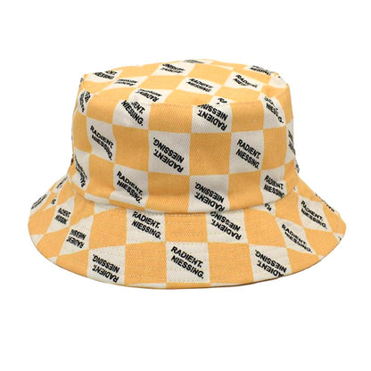 Letter Plaid Bucket Hat Women's Fashion Double-sided Wear Bucket Hat