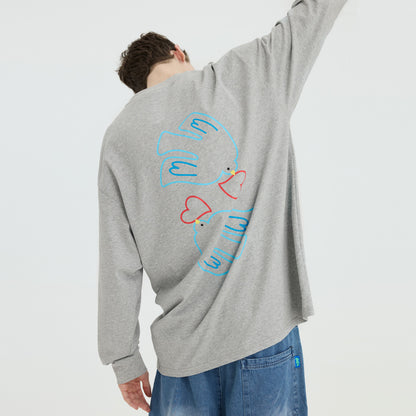 Round Neck Long Sleeve Couple T-shirt Men