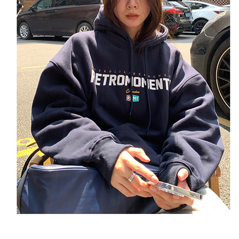 Velvet Padded Hooded Sweatshirt Women