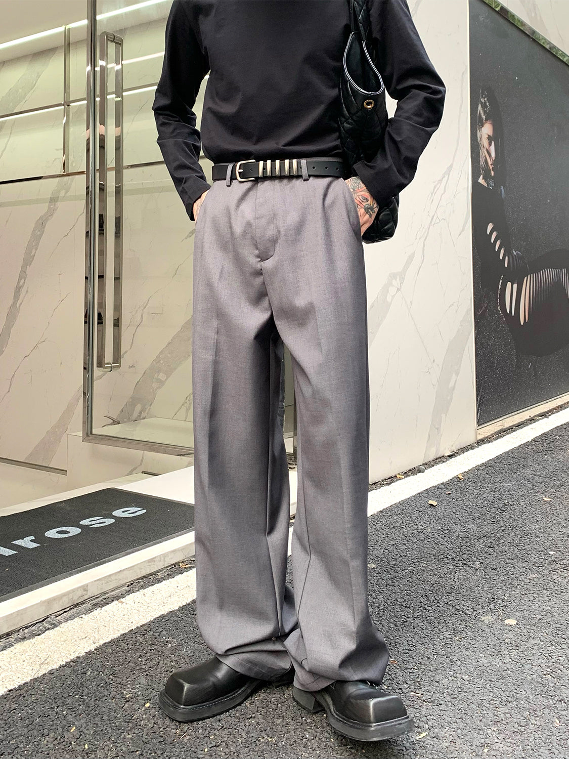 Button Design Feeling Straight Casual Suit Trousers For Men