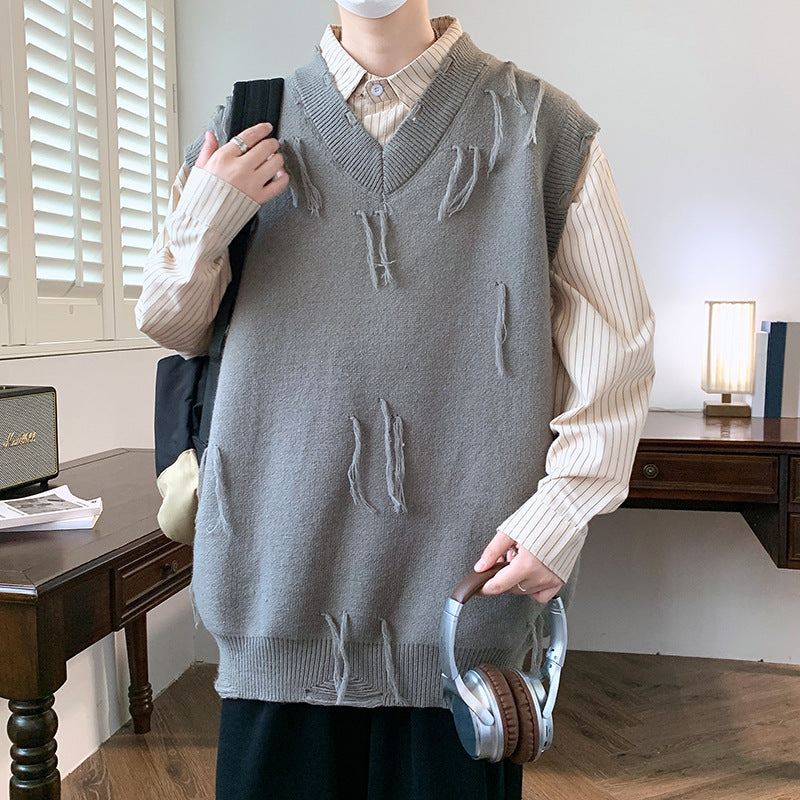 New Casual Sweater Men Sleeveless Knitwear Men