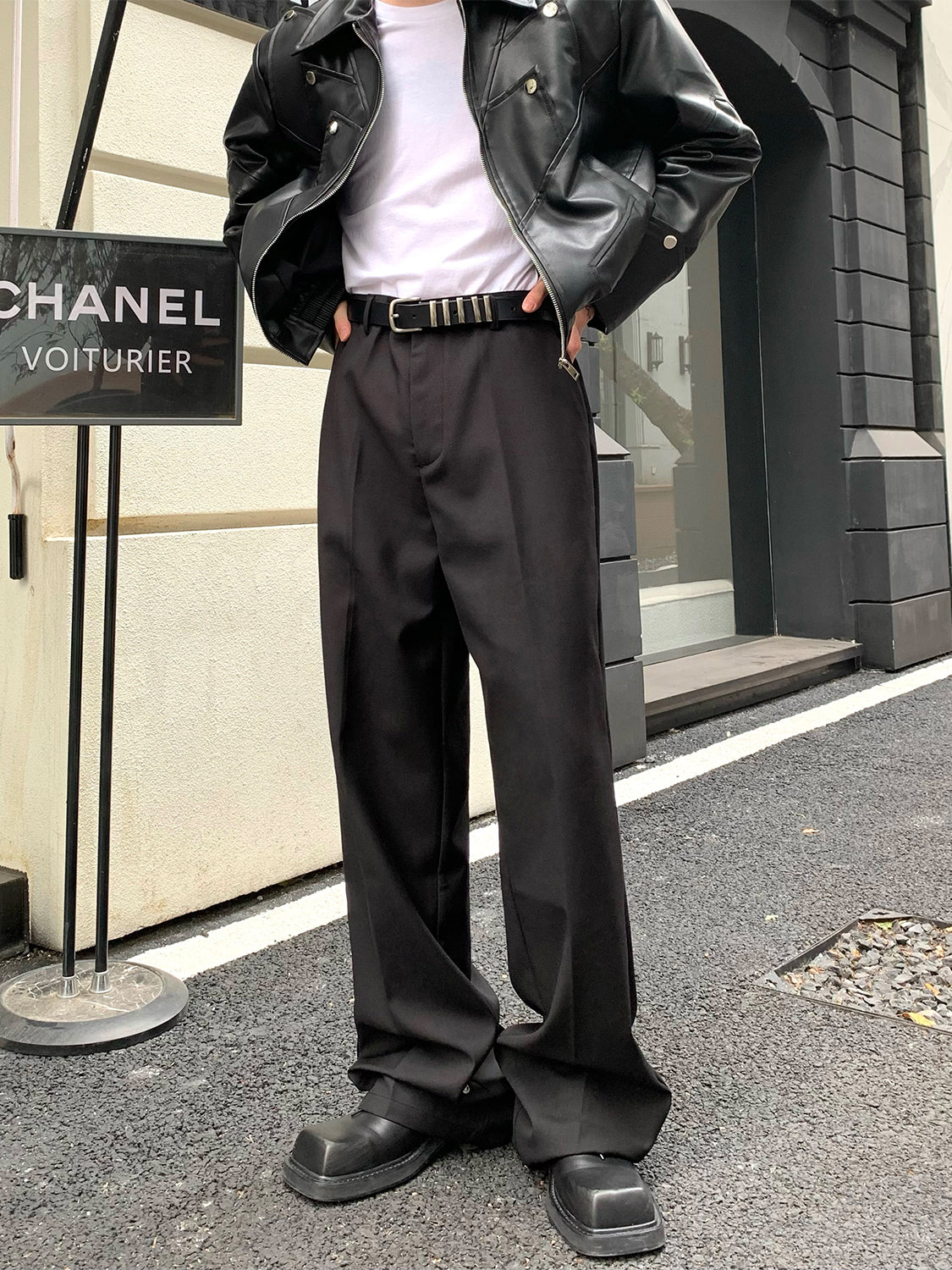 Button Design Feeling Straight Casual Suit Trousers For Men